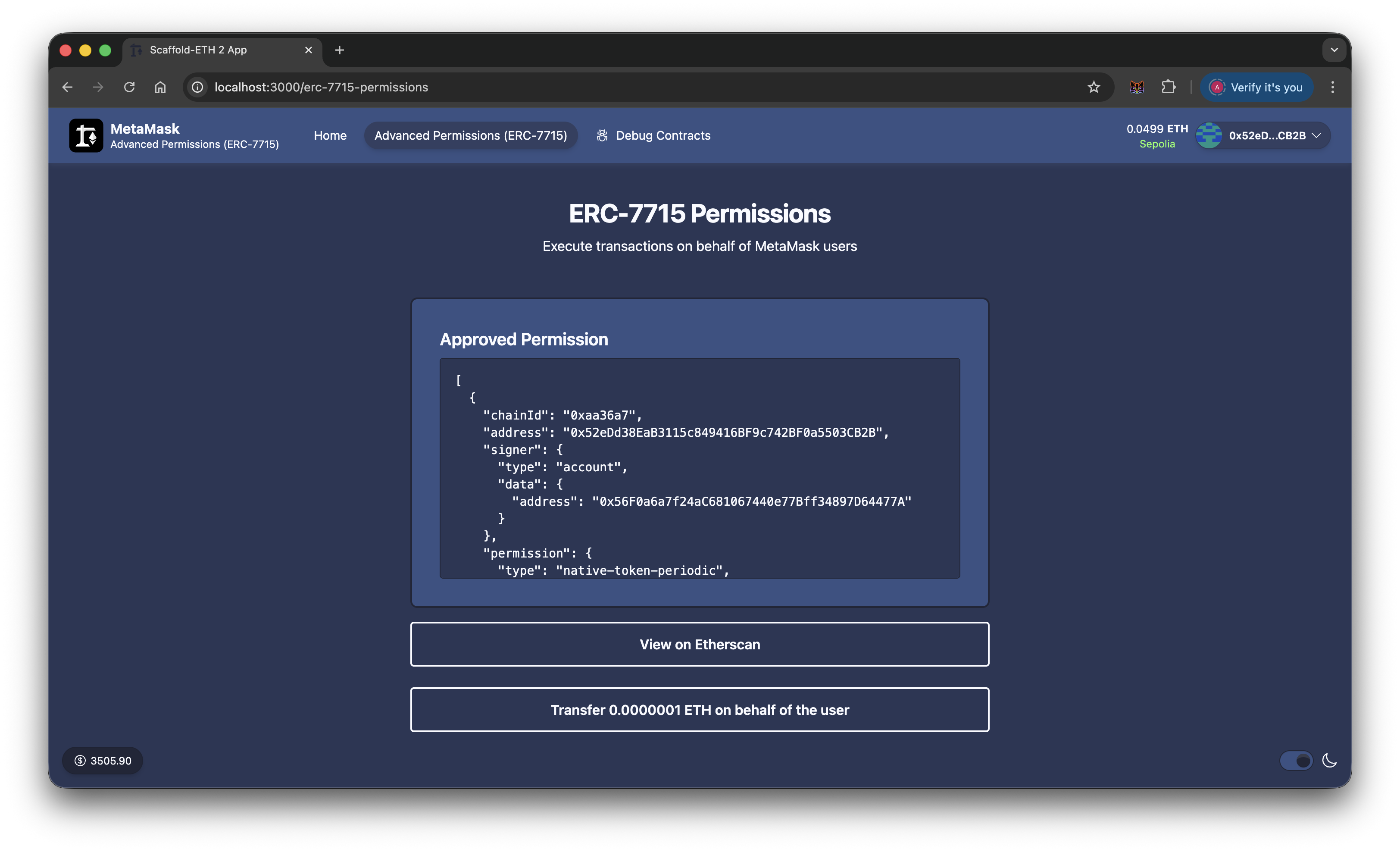 Scaffold-ETH 2 Advanced Permissions Page